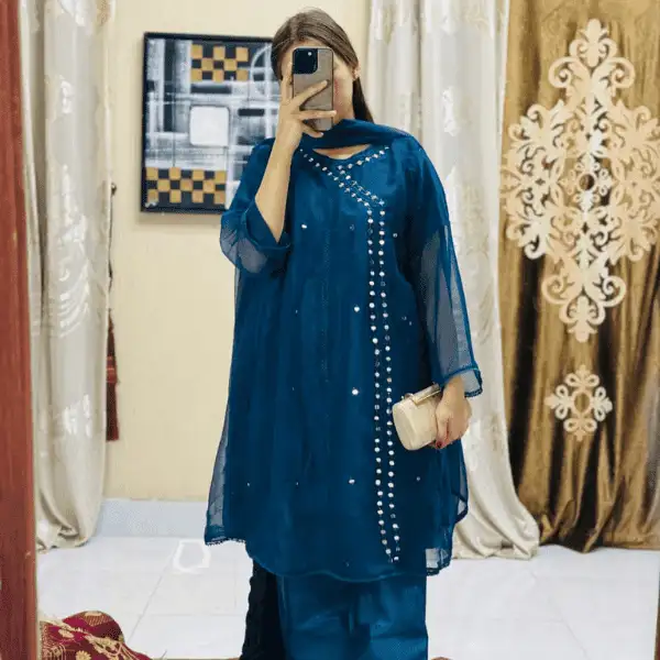CHIFFON FROCK 3 PIECE SUIT | BLUE COLOUR | TS-C128
