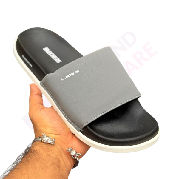 SKECHER PREMIUN SLIDES | GREY & WHITE, BLACK COLOR | TS-SHO1048 - Image 2