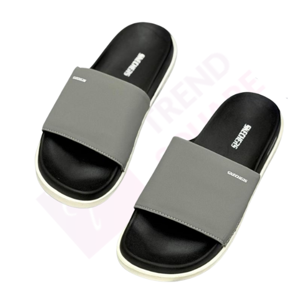 SKECHER PREMIUN SLIDES | GREY & WHITE, BLACK COLOR | TS-SHO1048 - Image 4
