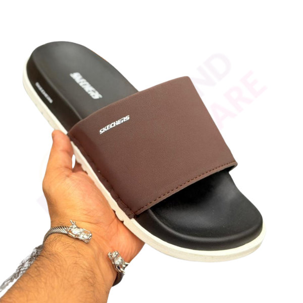 SKECHER PREMIUN SLIDES | BROWN & WHITE, BLACK COLOR | TS-SHO1046 - Image 2