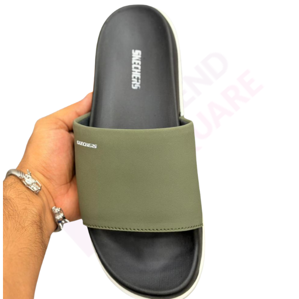 SKECHER PREMIUN SLIDES | DARK GREEN & WHITE, BLACK COLOR | TS-SHO1047 - Image 3